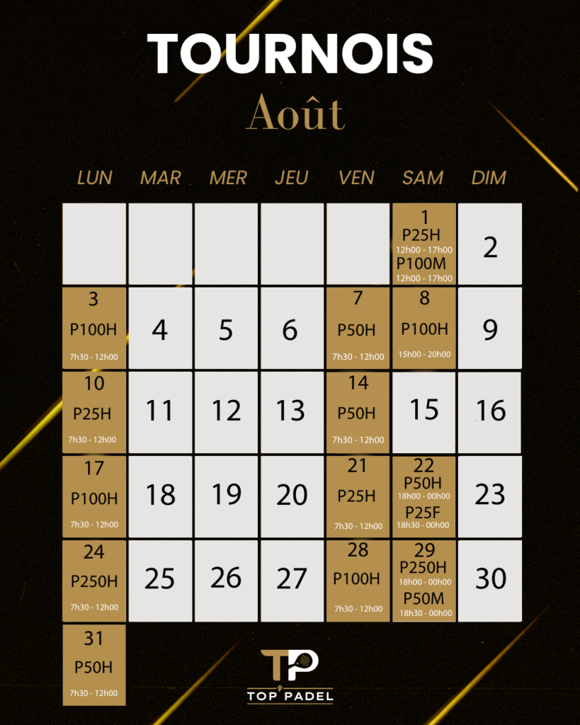 TOURNOIS aout