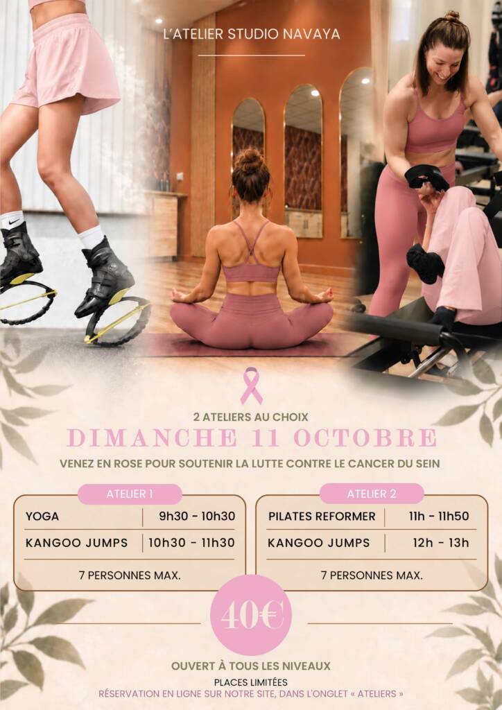 evenement atelier navaya dimùanc11 octobre yoga hatha + kangoo jumps ou pilates reformer + kangoo jumps - 2 ateliers